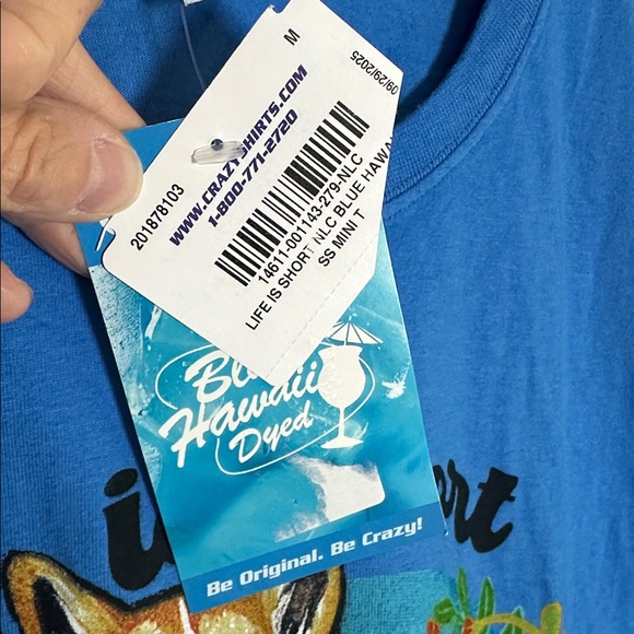 NEW Crazy Shirts Hawaiian T-Shirt Blue Corgi Dog Graphic Life is Short Women’s - Picture 3 of 7